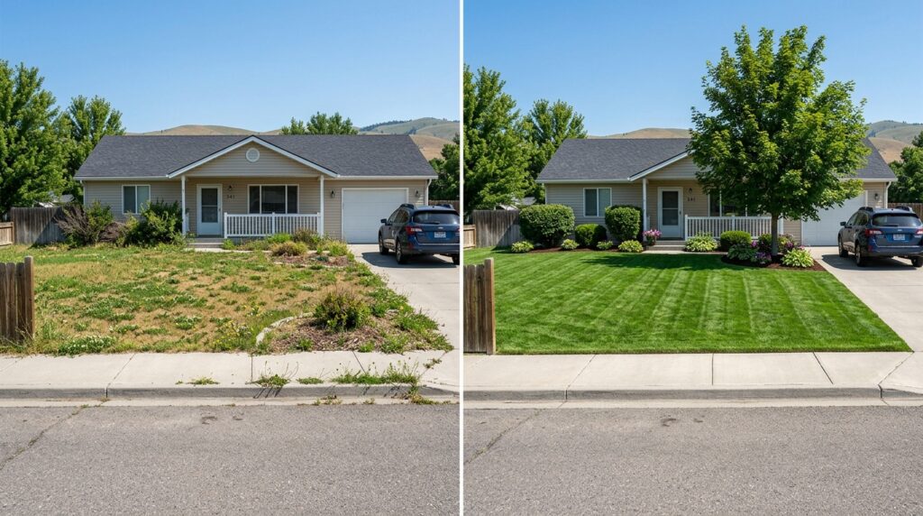 before and after lawn care services in Heyburn