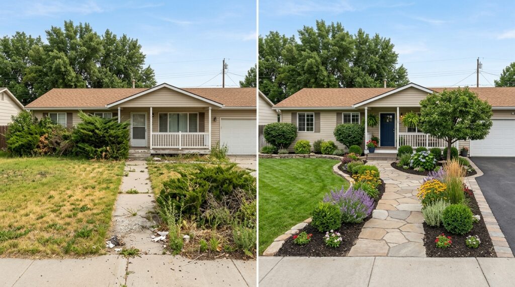 before and after residential landscaping services in Buhl
