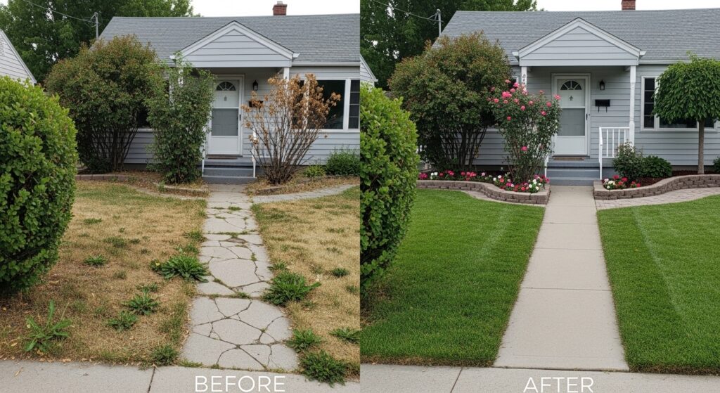 before and after residential landscaping services in Burley
