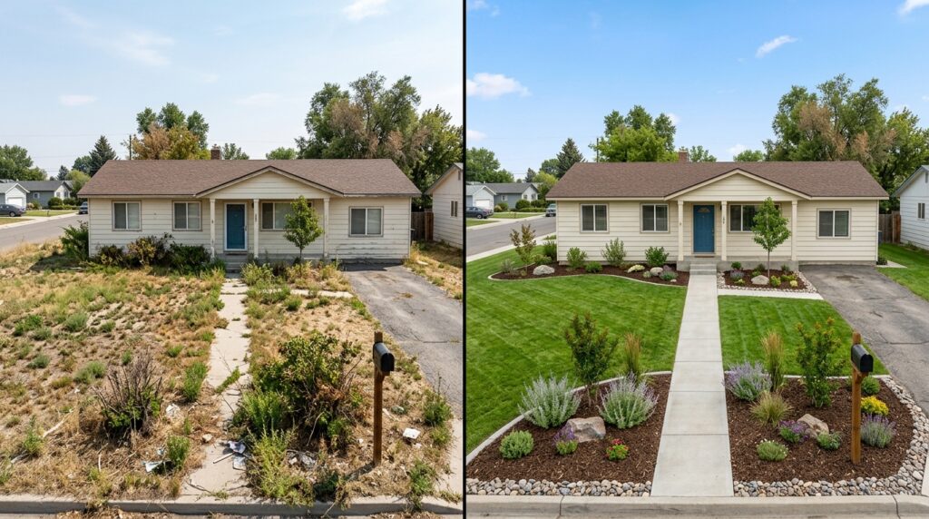 before and after residential landscaping services in Jerome