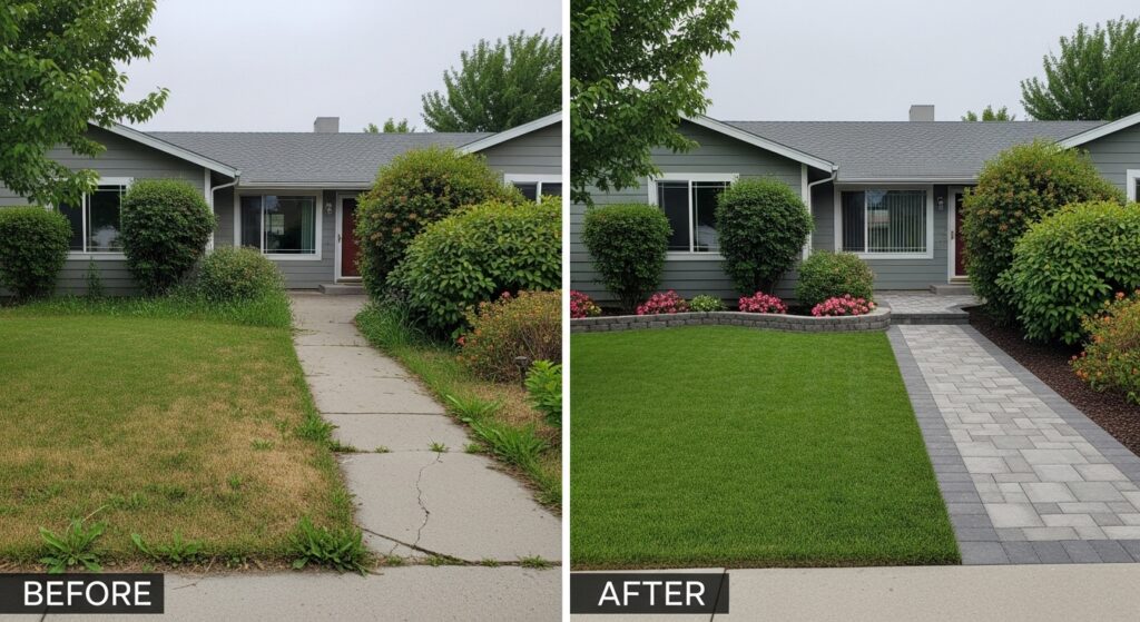 before and after residential landscaping services in Rupert